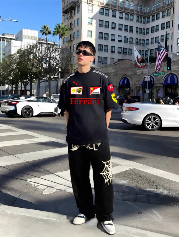 Black Oversized Ferrari T-Shirt