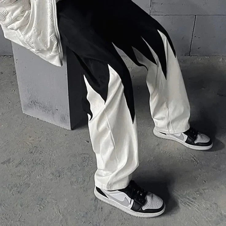 Aesthetic Straight Fit Panel Lounge Track Pants – Men's Urban Comfort