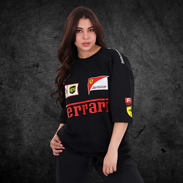 Black Oversized Ferrari T-Shirt