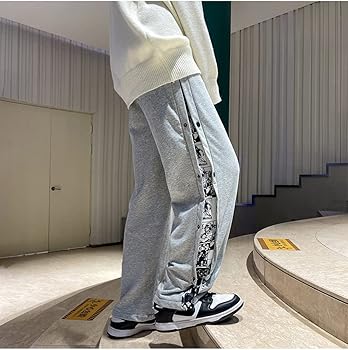 Vintage Wide-Leg Track Pants with Side Bandana Patch – Men's Streetwear Essential