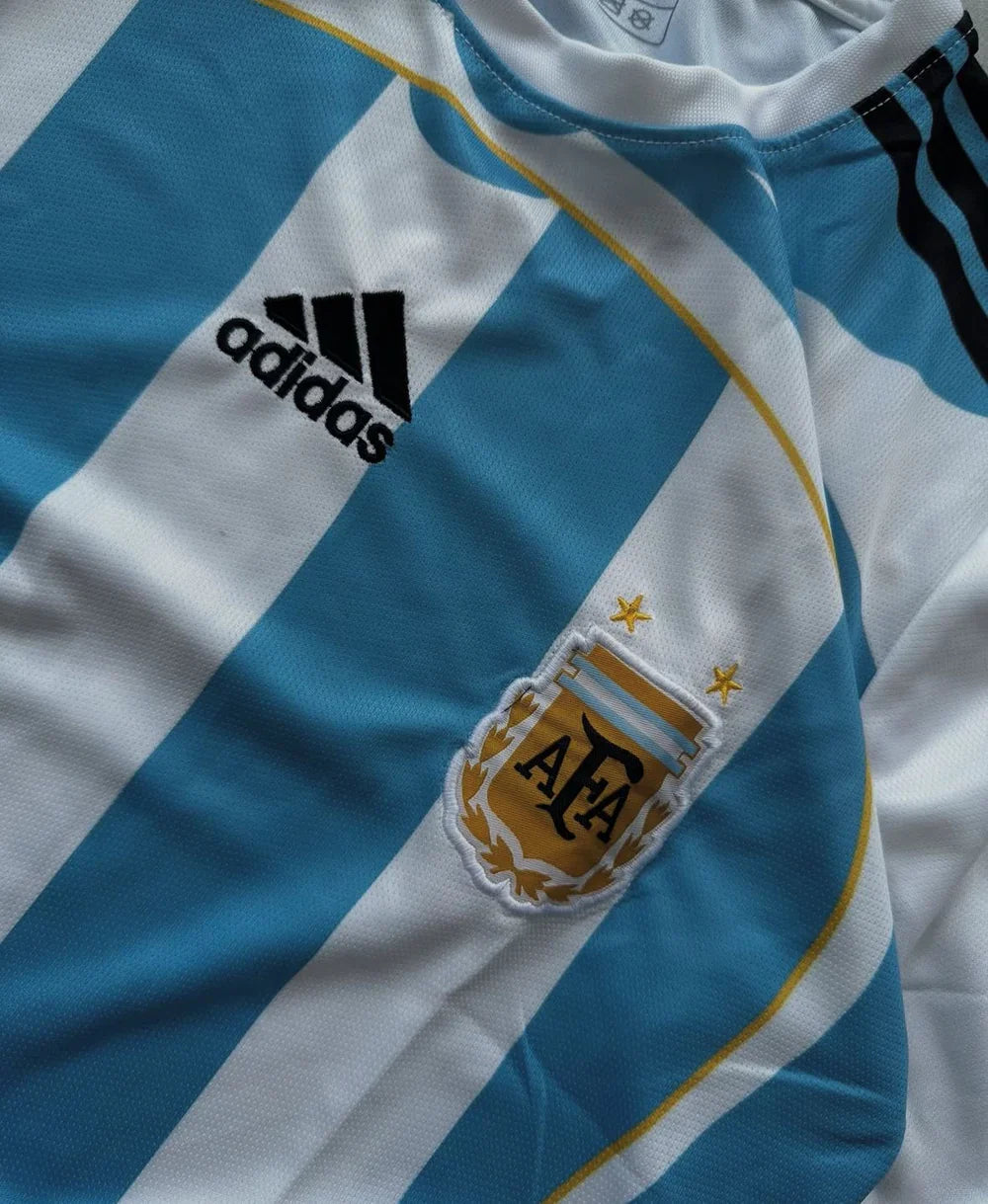Messi Argentina 2006-07 Home Full Sleeve Jersey-White Blue