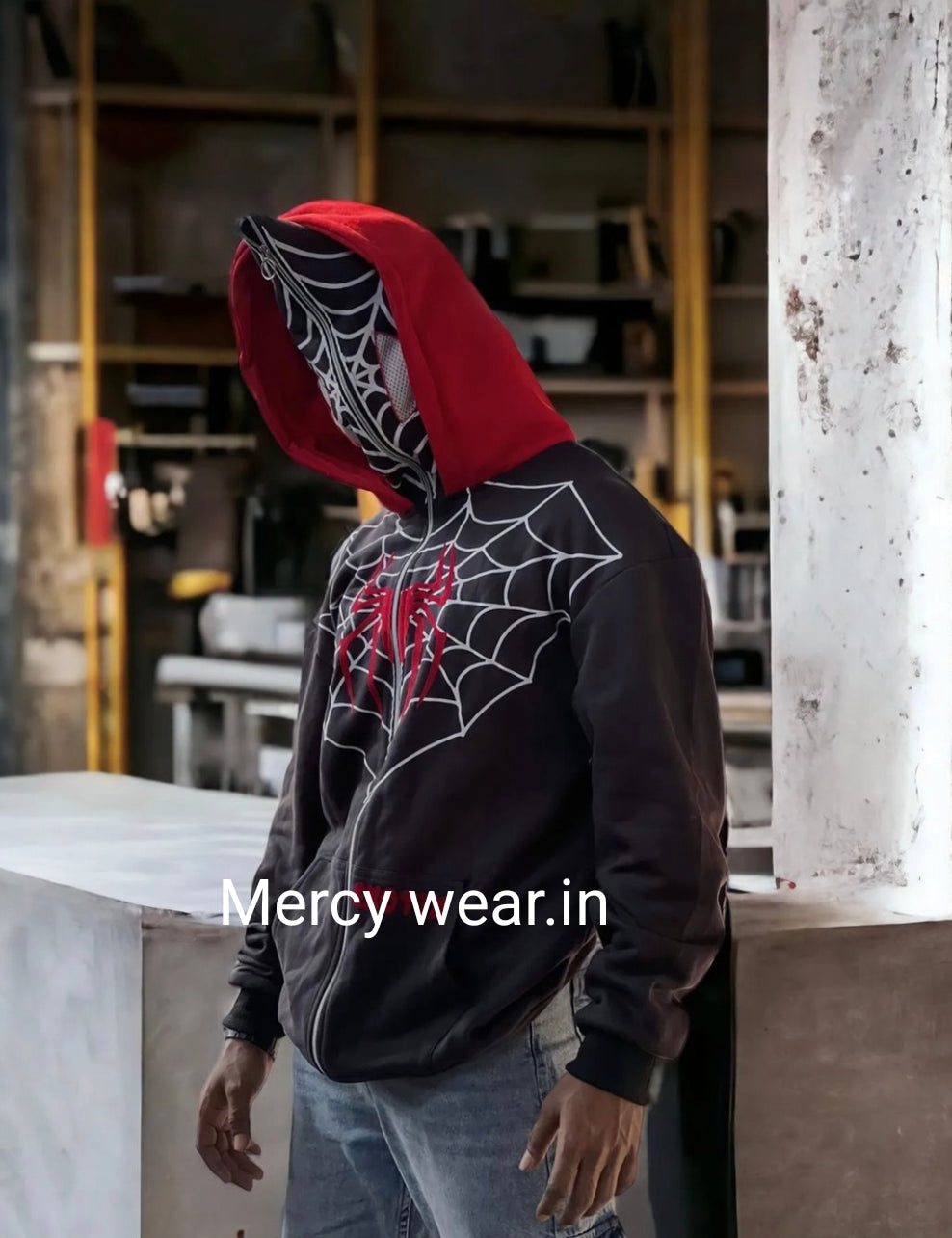 Unleash Your Spidey Style: Mercywear Double Cap Spider-Man Hoodie