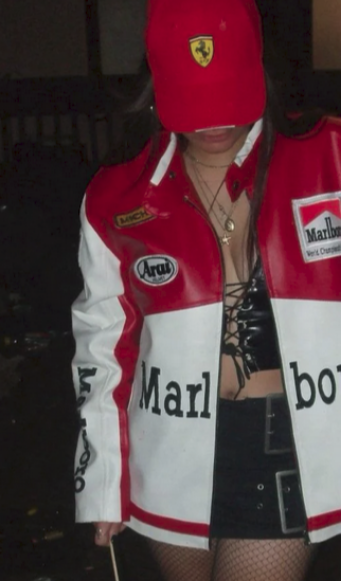 Marlboro Vintage White Racing Leather Effect Racing Jacket | F1 Edition