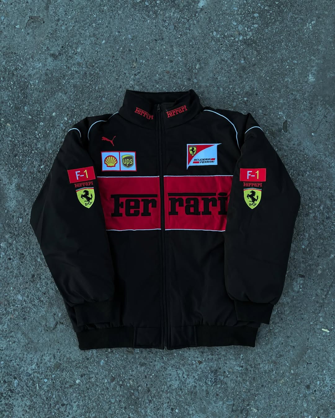 Black Ferrari Embroidery Jacket – Premium Unisex Racing Style