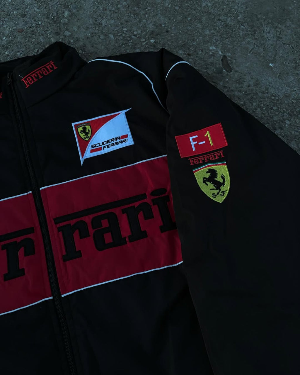 Black Ferrari Embroidery Jacket – Premium Unisex Racing Style