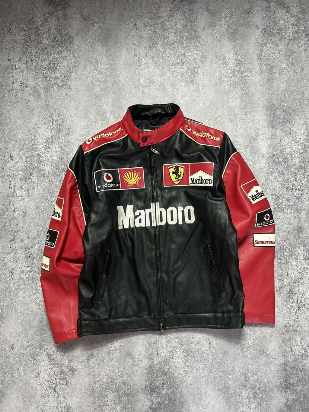 Marbolo Black Red Leather Racing Jacket |  F1 Edition