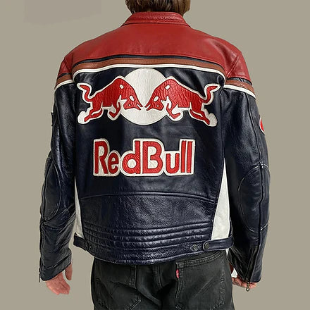Red Bull Vintage Racing Leather Effect Jacket | F1 Edition