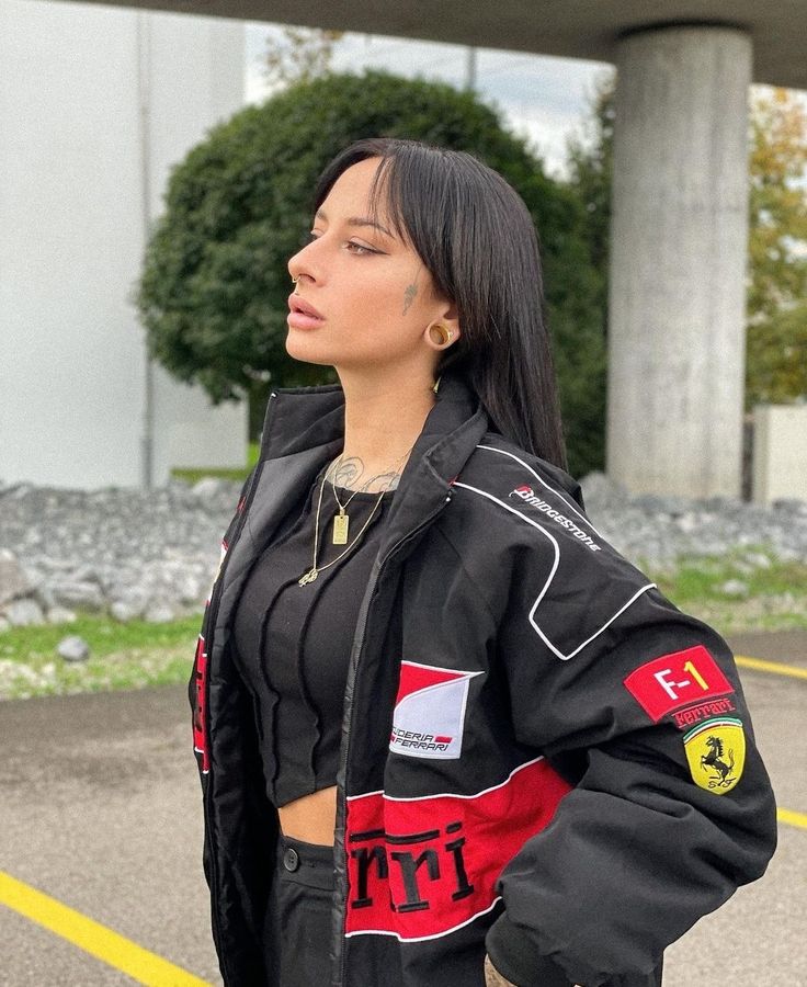 Embroidered Black Ferrari F1 Jacket — Motorsport Luxe