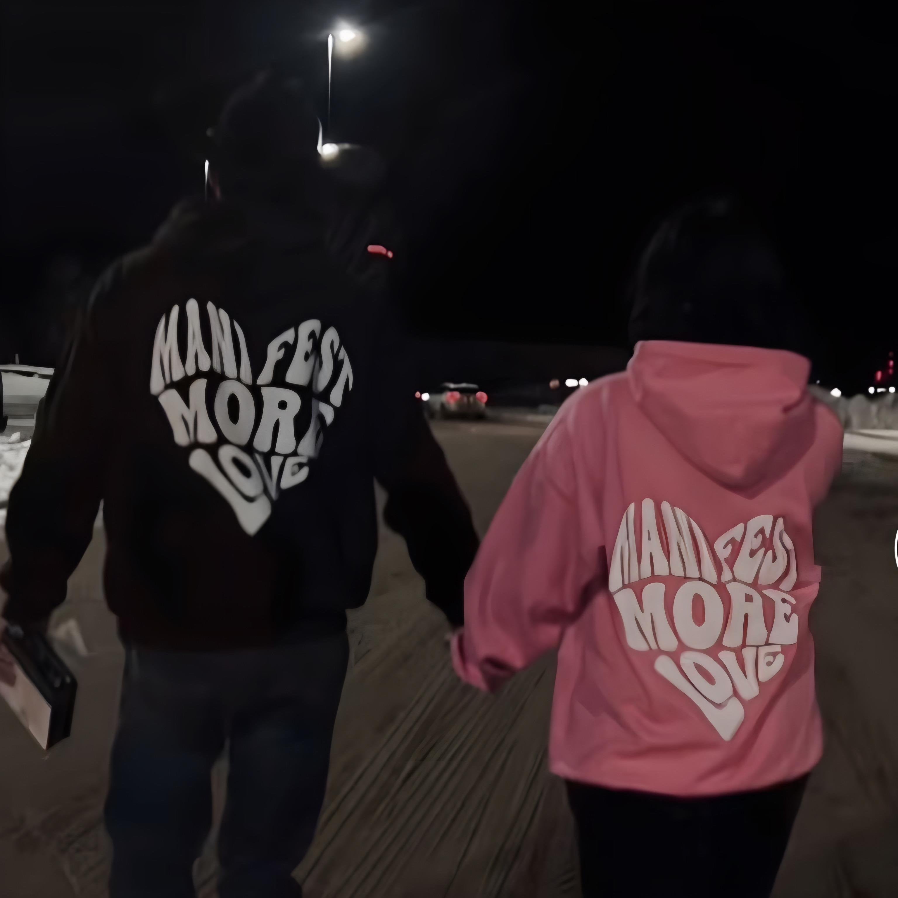 Manifest More Love - Red & White Cotton Couple Hoodies
