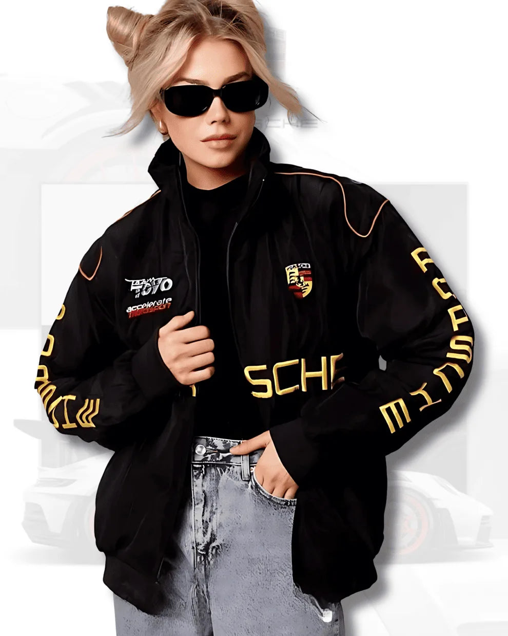 Porsche  Racing  puffer  Embroidered  Jacket |Limited Edition