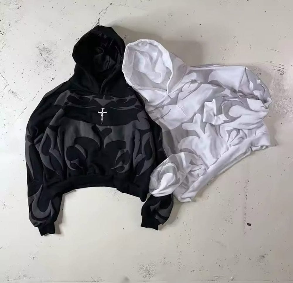 Tribal Shadow Depth Oversized Hoodie – Stylish Indian Streetwear