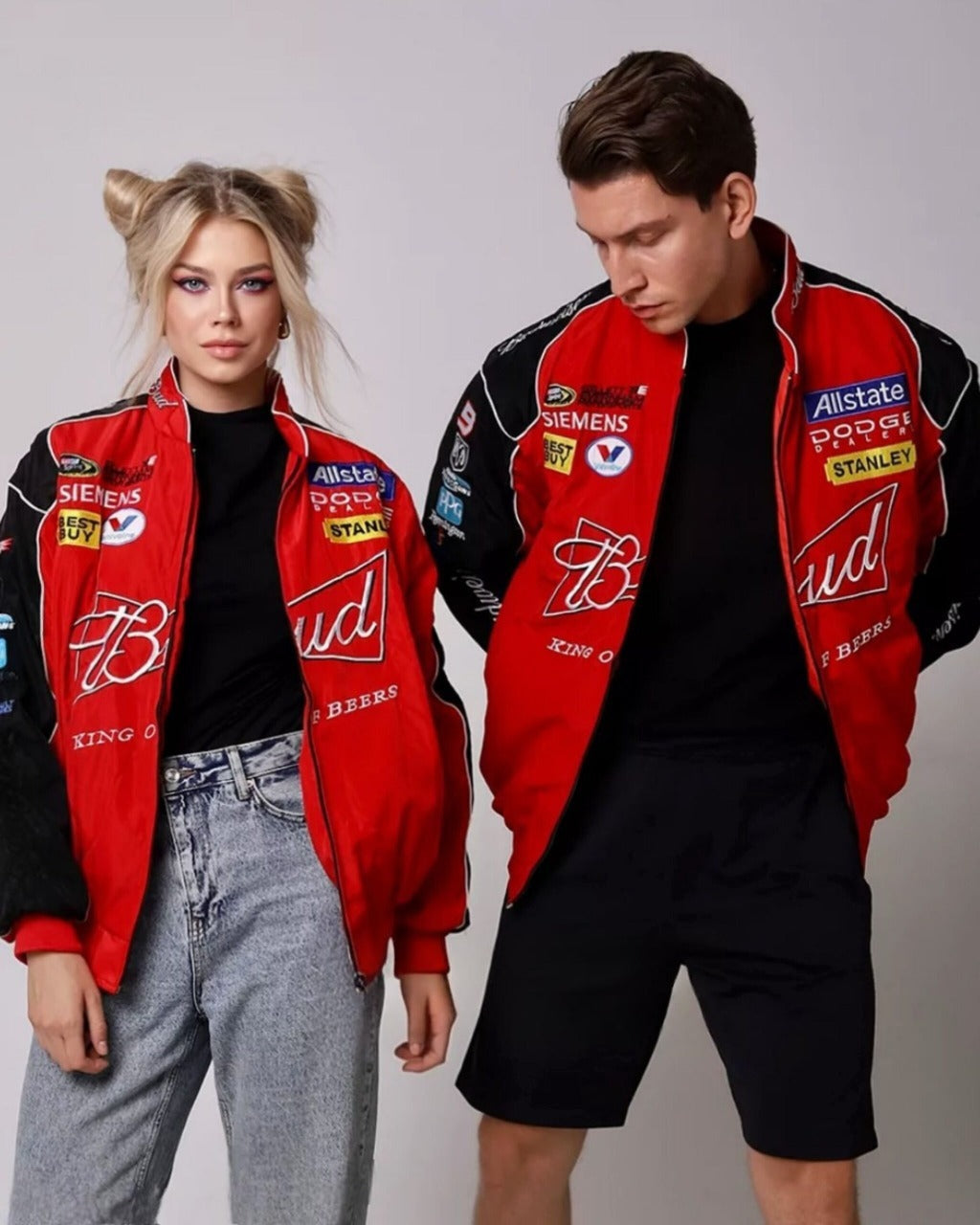 Red Budweiser Jacket – Vintage Racing & Bomber Style