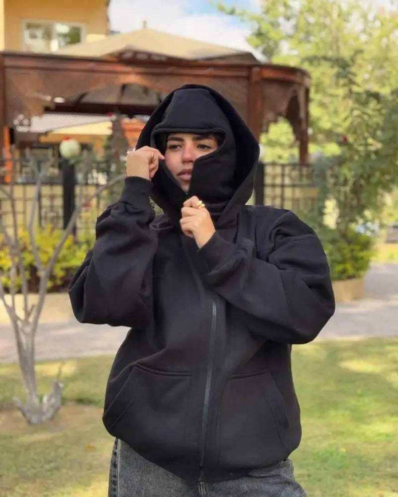 Ninja Balaclava Hoodie with Built-In Face Mask