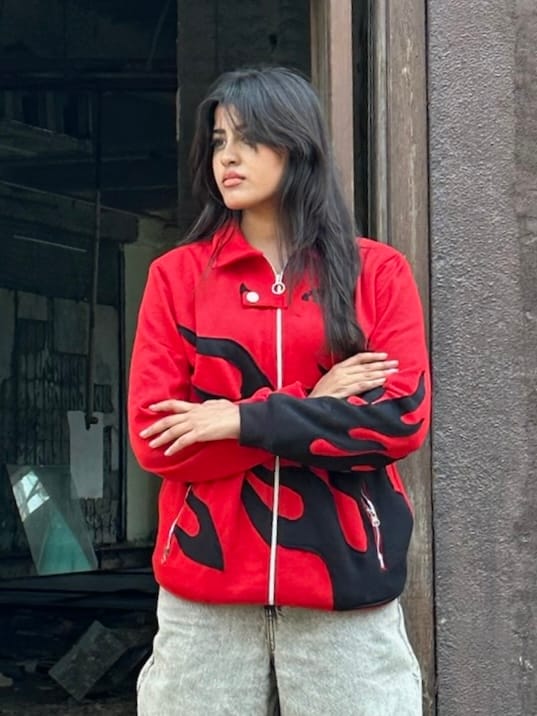 Red Flame Patch Jacket | Bold Motorsport-Inspired Streetwear