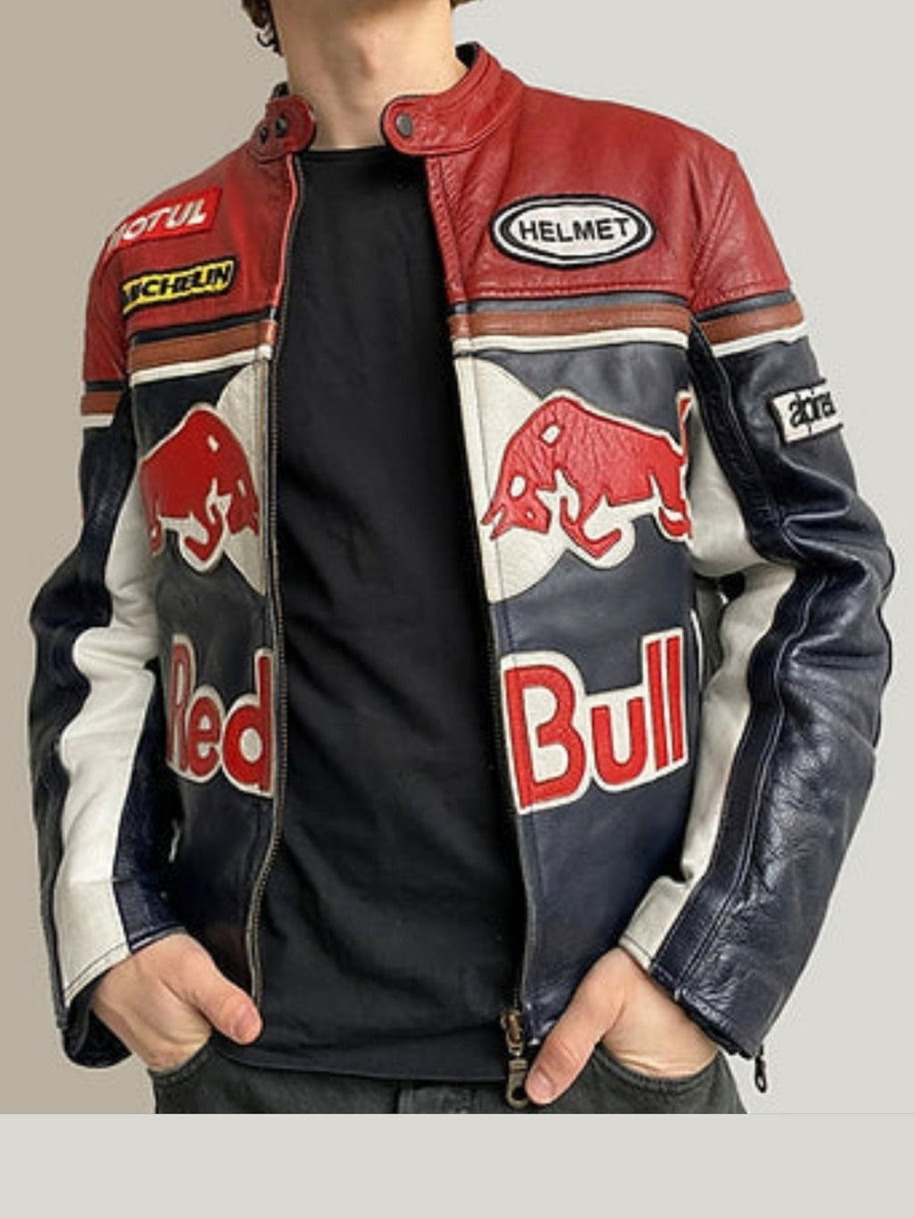 Red Bull Vintage Racing Leather Effect Jacket | F1 Edition