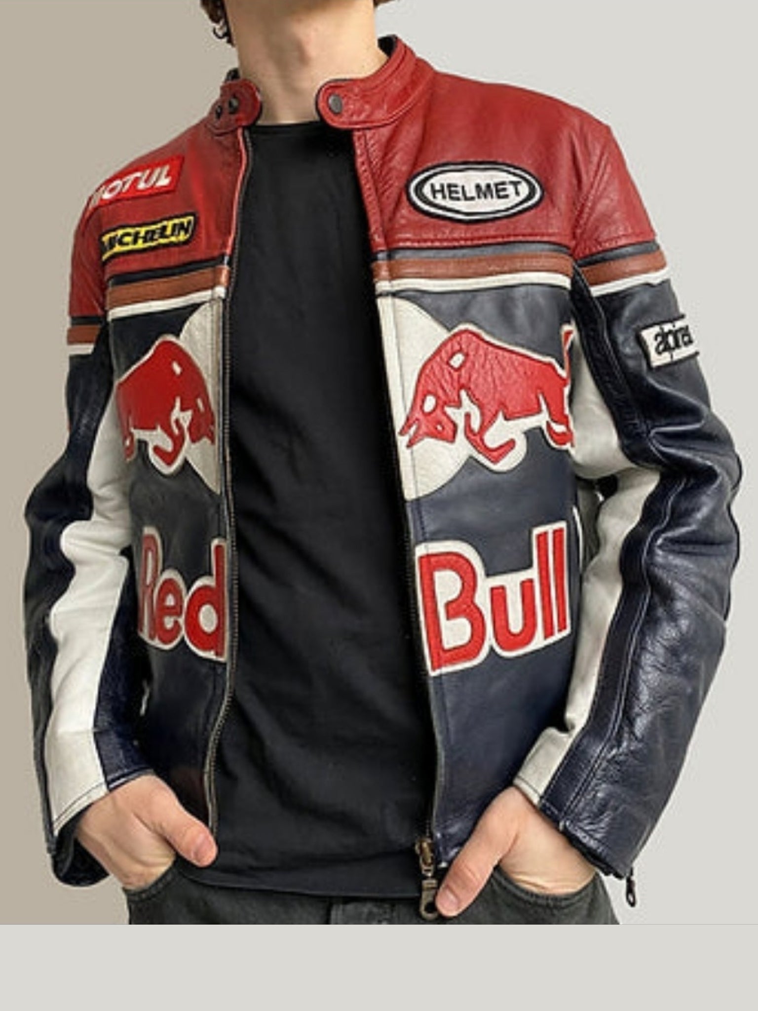 Red Bull Vintage Racing Leather Effect Jacket | F1 Edition