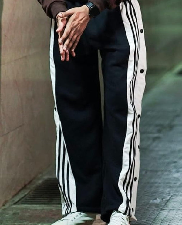 Black Snap Button Straight Fit Pant for Men