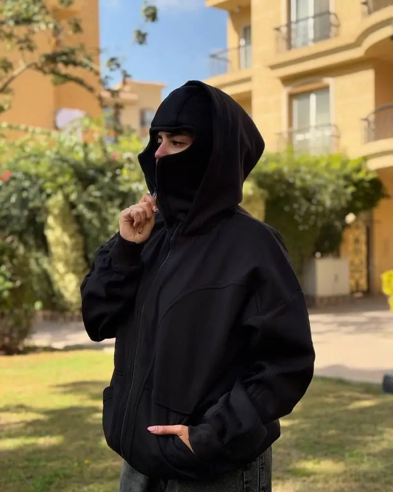Ninja Balaclava Hoodie with Built-In Face Mask