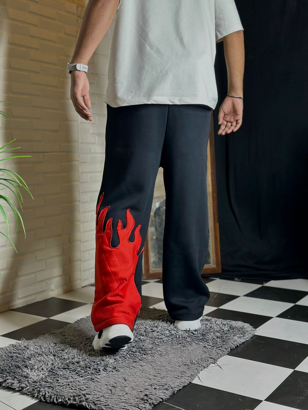 Fire Bottom Streetwear Pants – Flame Hem Design