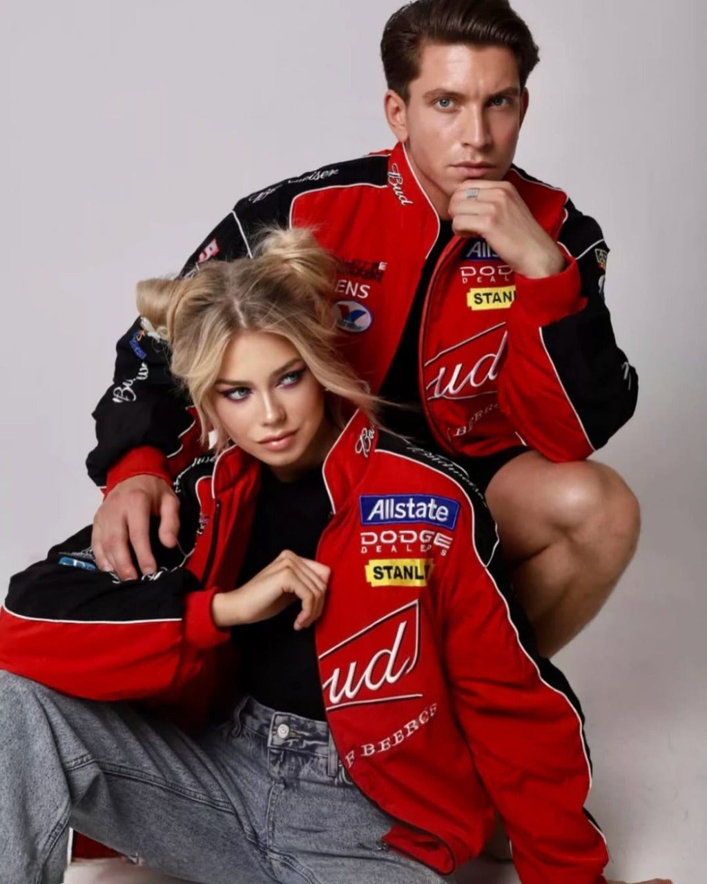 Red Budweiser Jacket – Vintage Racing & Bomber Style