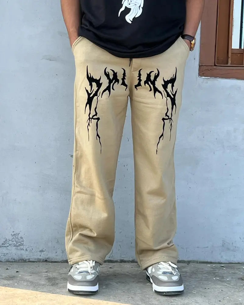 Y2K Khaki Low Rise Baggy Pants Vintage Grunge For Men