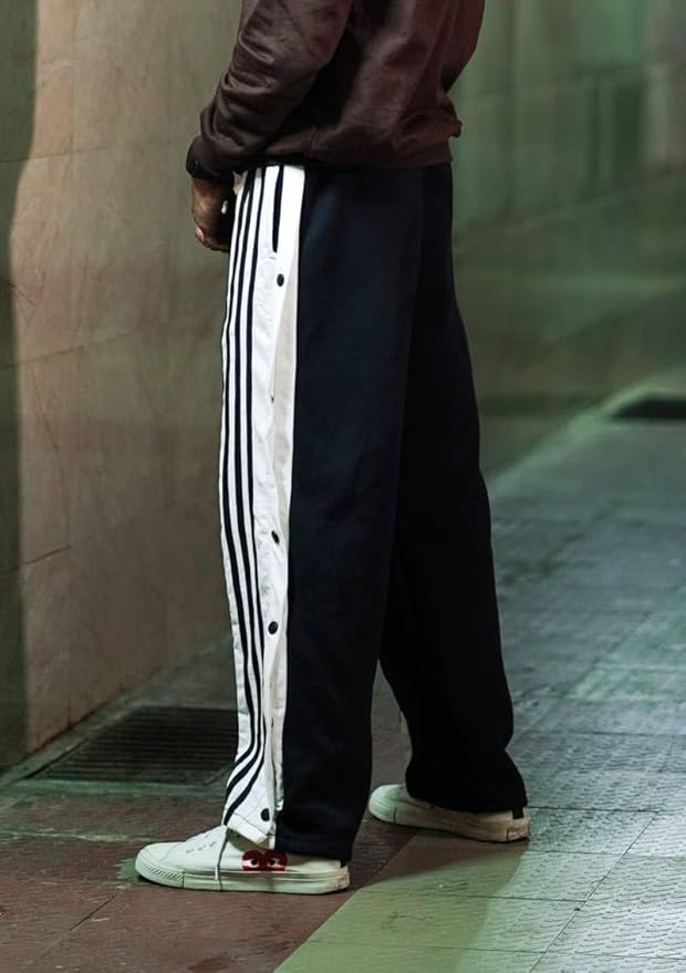 Black Snap Button Straight Fit Pant for Men