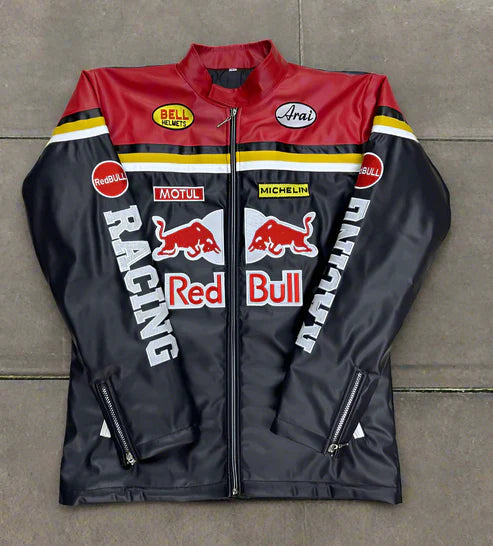 Red Bull Leather Racing Jacket | Maison Feraia F1 Edition.