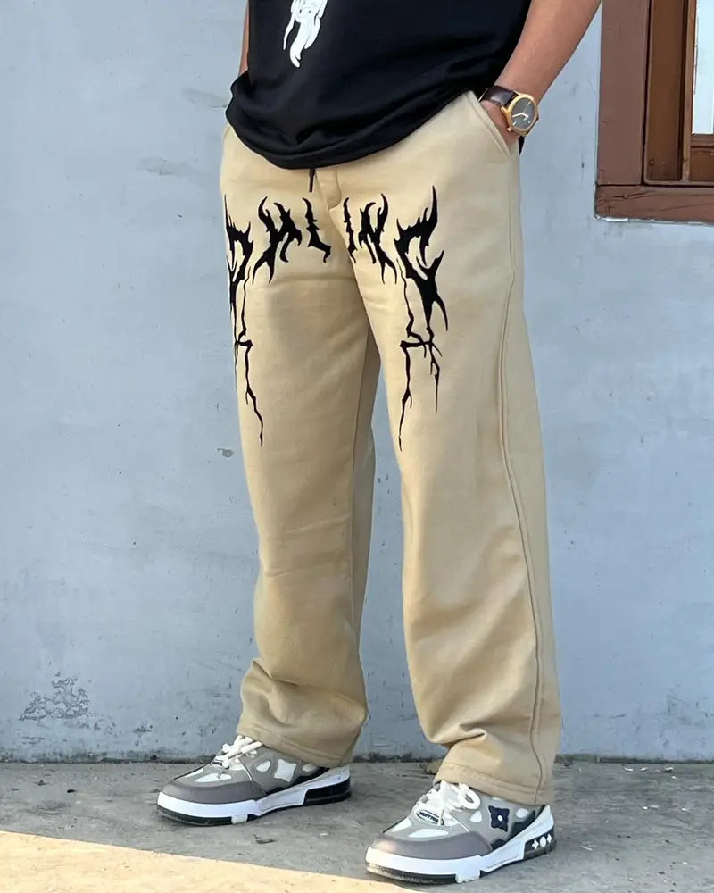 Y2K Khaki Low Rise Baggy Pants Vintage Grunge For Men