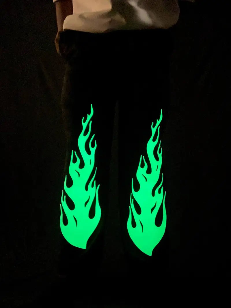 Glow in Dark Straight Fit Track Pant Fashionable Baggy Joggers for Casual Style