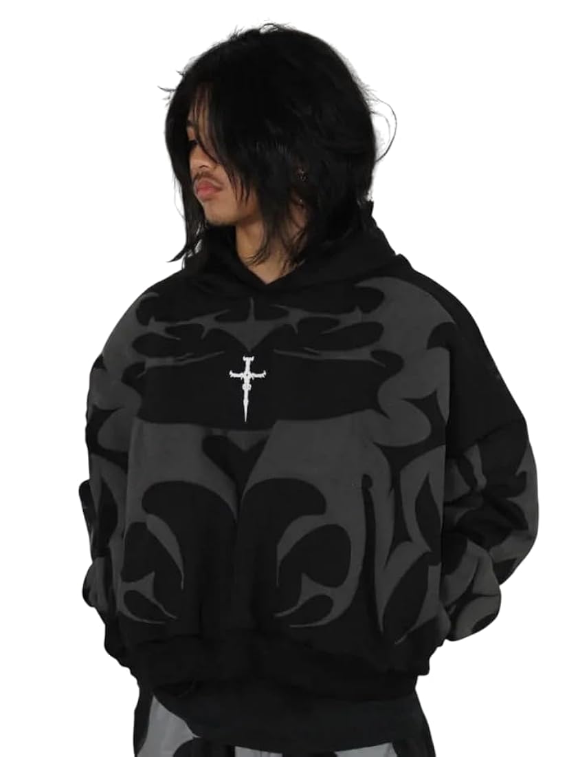 Tribal Shadow Depth Oversized Hoodie – Stylish Indian Streetwear